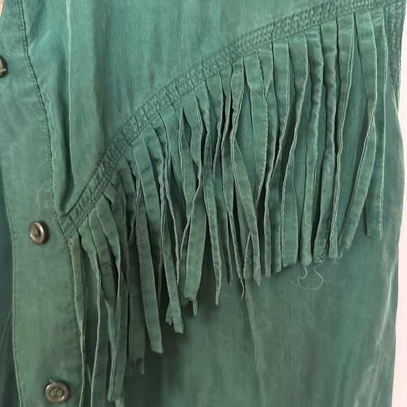 Vintage 100% Silk Green Sleeveless Top - Picture 4 of 5